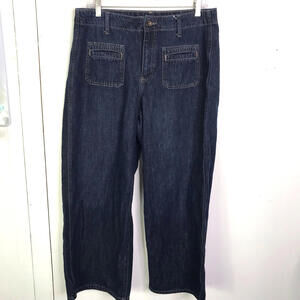 Old Navy Indigo Women's High Waist Wide Leg Petite Jeans